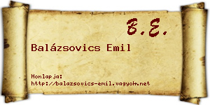 Balázsovics Emil névjegykártya