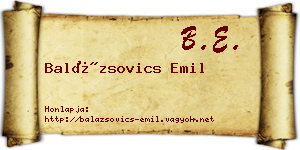 Balázsovics Emil névjegykártya